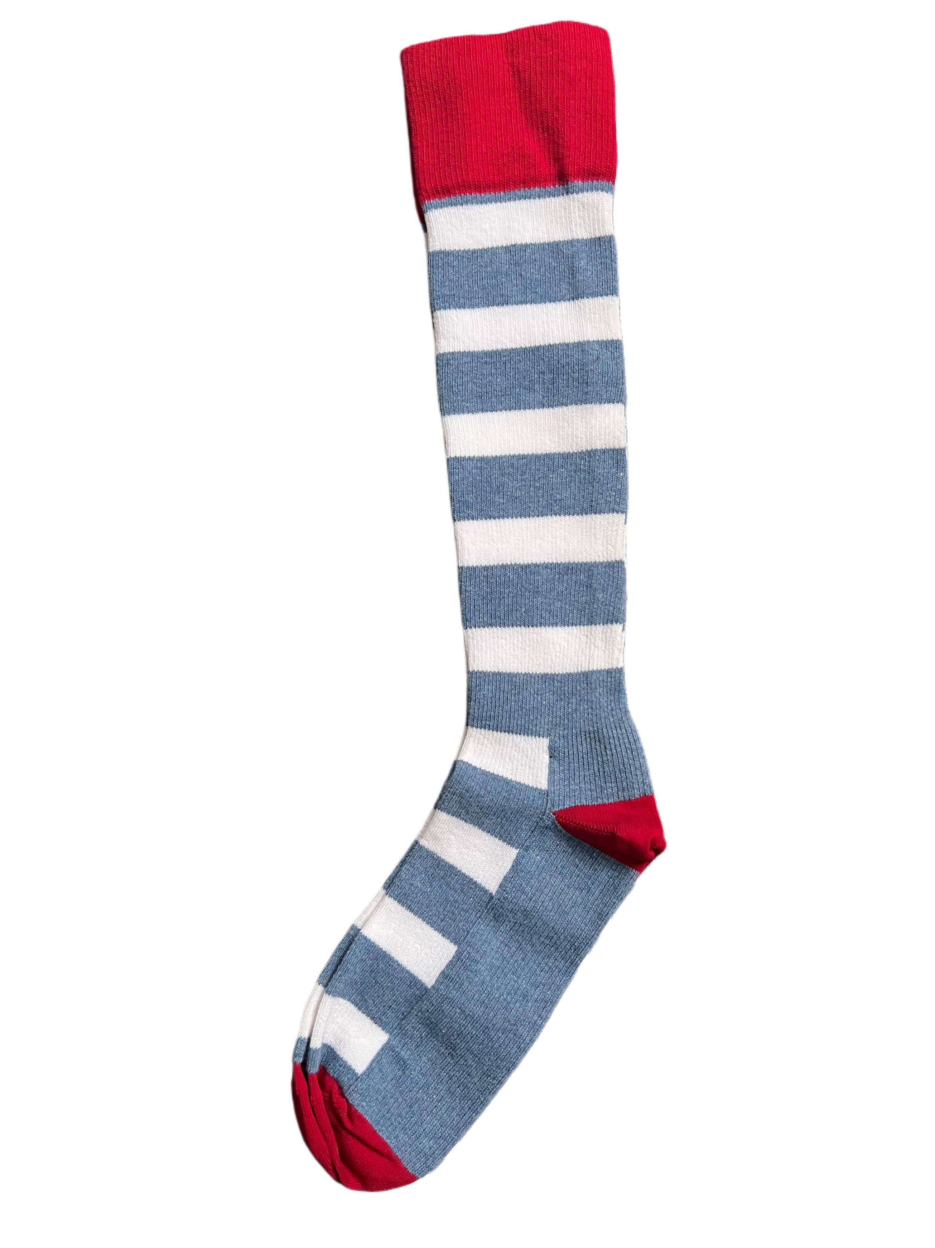 Komfortstrumpor i bomull – Komfort, stöd & stil | Blåvit randig VårdaMedStil