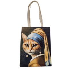 Canvasväska Katt med pärlan TRAAGOODS.COM