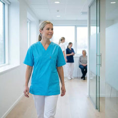 Bussarong för vård & klinik – Turkos unisexmodell VårdaMedStil