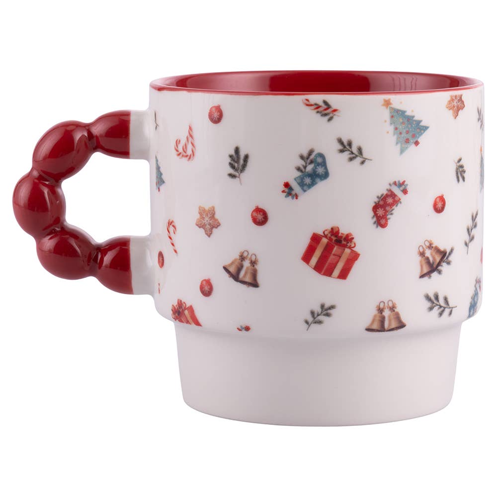 WINTER VILLAGE SET 4 MUGGAR MED STÄLL I METALL VdE Tivoli 1996