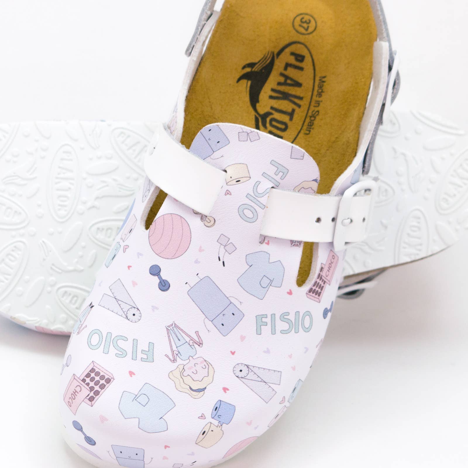 Tofflor med hälrem - Tryckta bio träskor för fysioterapi VårdaMedStil