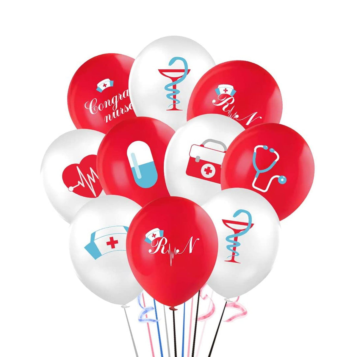 Vårdmotiv Ballonger Kit – 12st Latex Sjuksköterska Tema ballonger Vårda Med Stil