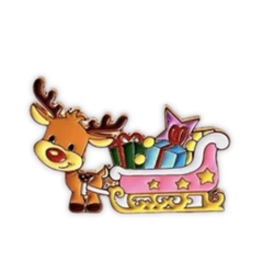 🎁🦌 Ren med presenter - Emaljpin VårdaMedStil