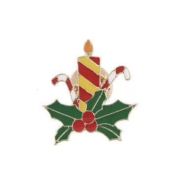 🍭🕯️🎄 Polkagris, julljus och järnek - Emaljpin VårdaMedStil