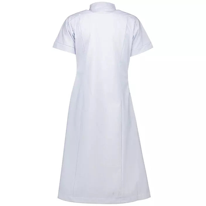 Arbetsklänning för vård & klinik – Mörkrosa damklänning från Hejco VårdaMedStil