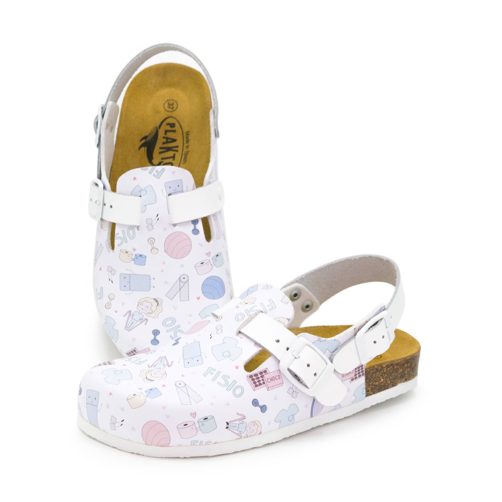 Tofflor med hälrem - Tryckta bio träskor för fysioterapi VårdaMedStil